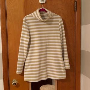 Dudley Stephens Cobble Hill Turtleneck, Stripe Beige/White -Size M, NWOT